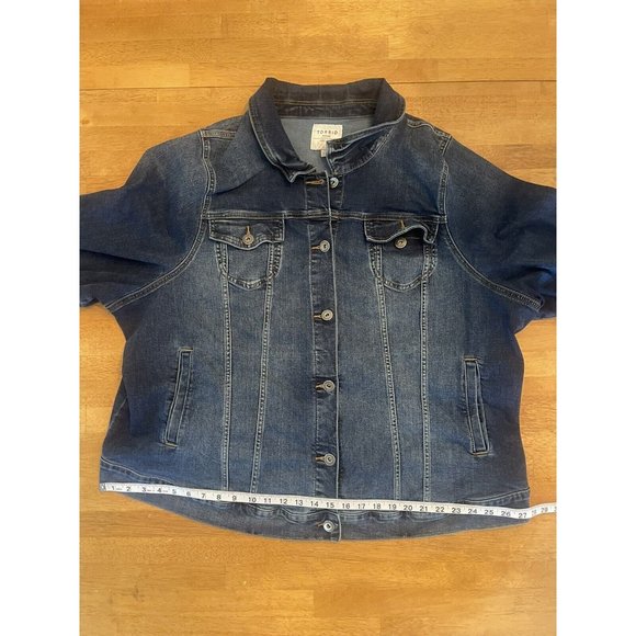 Torrid Blue Denim Jean Jacket Coat Stretch Button Womens Plus‎ size 6X - Picture 5 of 7